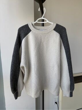 Cozy Contrast Sleeve Knit Sweater